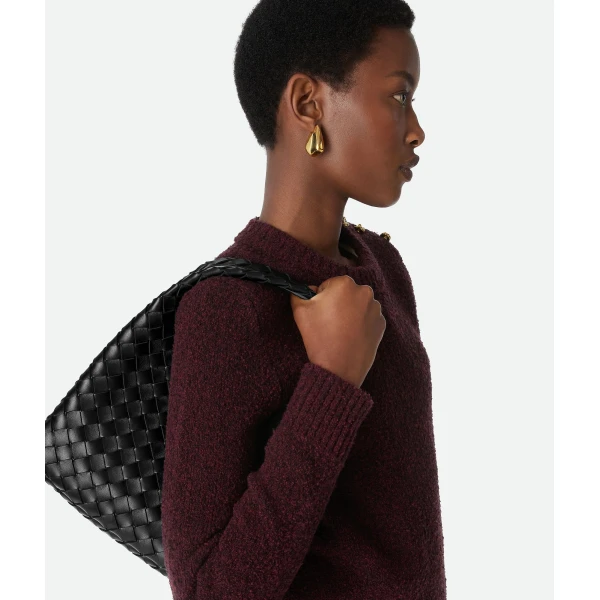 Khaite Women's Small Campana in Black - Black Shoulder & Crossbody Bags - The Lotus Tote Bag - Shop at Luxury Shoes 