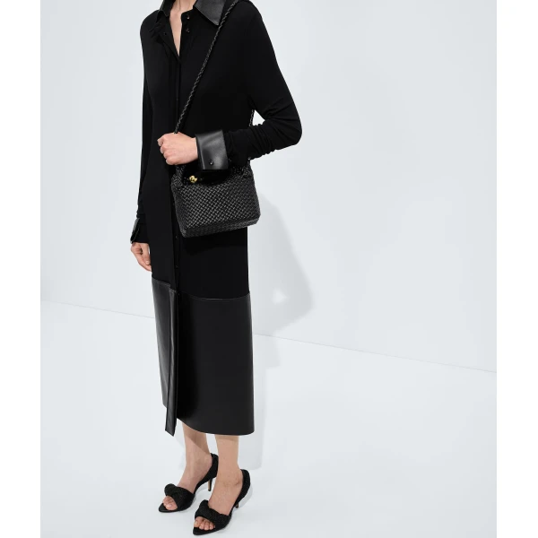 Khaite Women's Small Tosca in Black - Black Shoulder & Crossbody Bags - The Lotus Tote Bag - Shop at Luxury Shoes 