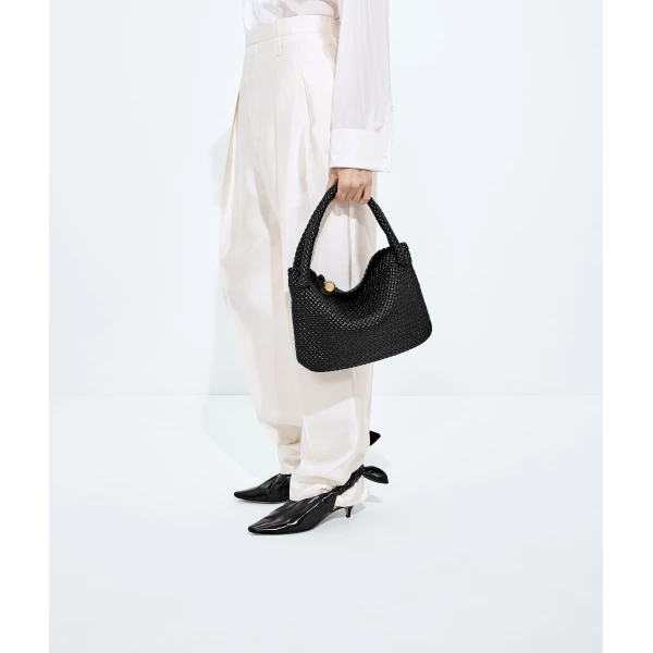 Khaite Women's Tosca in Black - Black Shoulder & Crossbody Bags - The Lotus Tote Bag - Shop at Luxury Shoes 