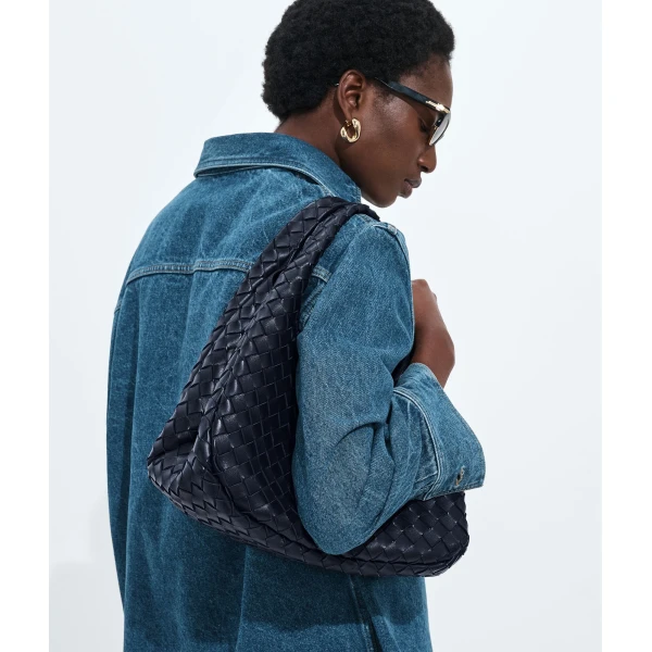 Khaite Women's Campana in Midnight - Blue Shoulder & Crossbody Bags - The Lotus Tote Bag - Shop at Luxury Shoes 