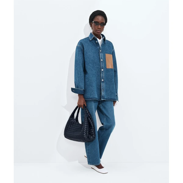 Khaite Women's Campana in Midnight - Blue Shoulder & Crossbody Bags - The Lotus Tote Bag - Shop at Luxury Shoes 