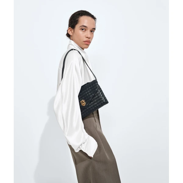 Khaite Women's Knot Lock in Midnight - Blue Clutch Bags - The Lotus Tote Bag - Shop at Luxury Shoes 