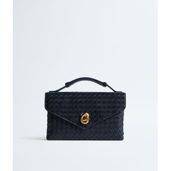 Khaite Women's Knot Lock in Midnight - Blue Clutch Bags - The Lotus Tote Bag - Shop at Luxury Shoes 