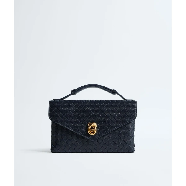 Khaite Women's Knot Lock in Midnight - Blue Clutch Bags - The Lotus Tote Bag - Shop at Luxury Shoes 