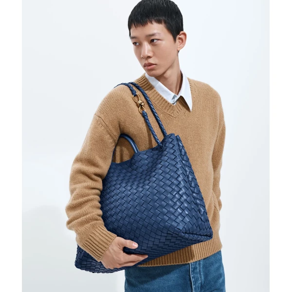 Khaite Women's Large Andiamo in Blue venezia - Blue Totes & Top-Handle Bags - The Lotus Tote Bag - Shop at Luxury Shoes 