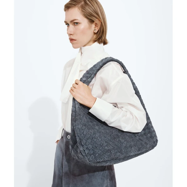 Khaite Women's Large Campana in Cloudy indigo - Blue Shoulder & Crossbody Bags - The Lotus Tote Bag - Shop at Luxury Shoes 