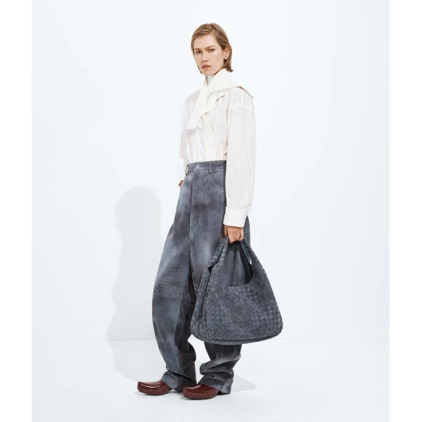 Khaite Women's Large Campana in Cloudy indigo - Blue Shoulder & Crossbody Bags - The Lotus Tote Bag - Shop at Luxury Shoes 