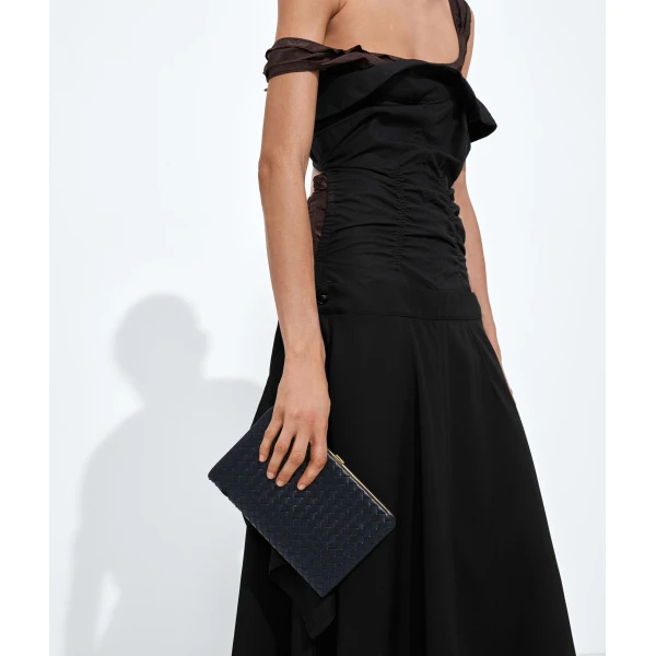 Khaite Women's Mezzanotte Clutch in Midnight - Blue Clutch Bags - The Lotus Tote Bag - Shop at Luxury Shoes 