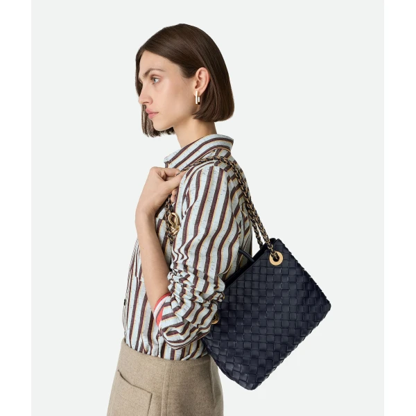 Khaite Women's Small Andiamo Chain in Nocturnal - Blue Shoulder & Crossbody Bags - The Lotus Tote Bag - Shop at Luxury Shoes 