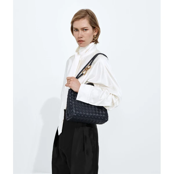 Khaite Women's Small Andiamo in Midnight - Blue Totes & Top-Handle Bags - The Lotus Tote Bag - Shop at Luxury Shoes 