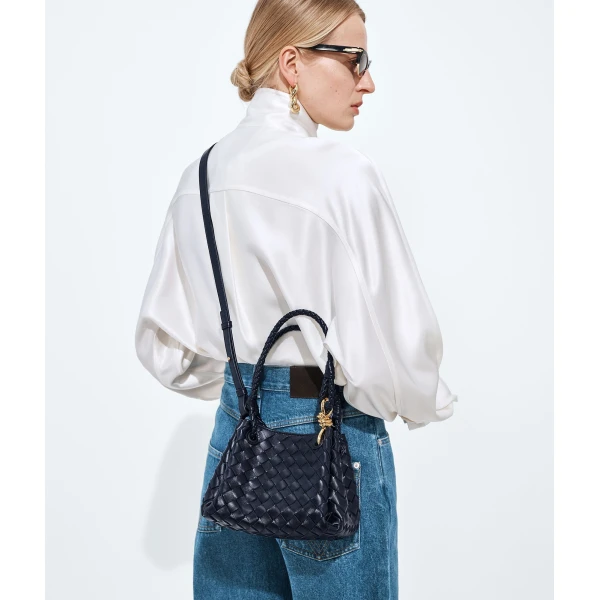 Khaite Women's Small Parachute in Midnight - Blue Shoulder & Crossbody Bags - The Lotus Tote Bag - Shop at Luxury Shoes 