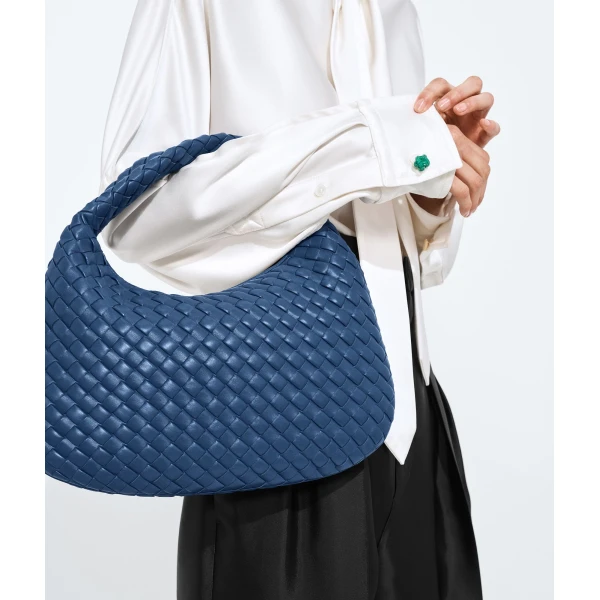 Khaite Women's Small Veneta in Blue venezia - Blue Shoulder & Crossbody Bags - The Lotus Tote Bag - Shop at Luxury Shoes 