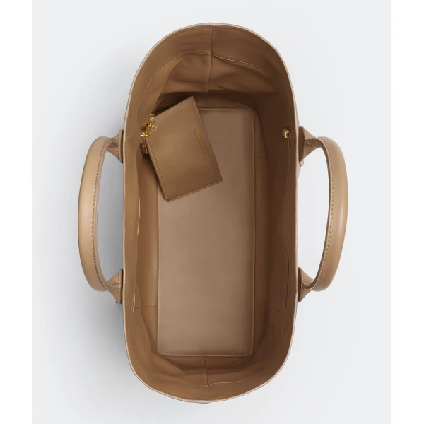 Khaite Maxi Intreccio Tote in Camel - Brown Totes & Top-Handle Bags - The Lotus Tote Bag - Shop at Luxury Shoes 
