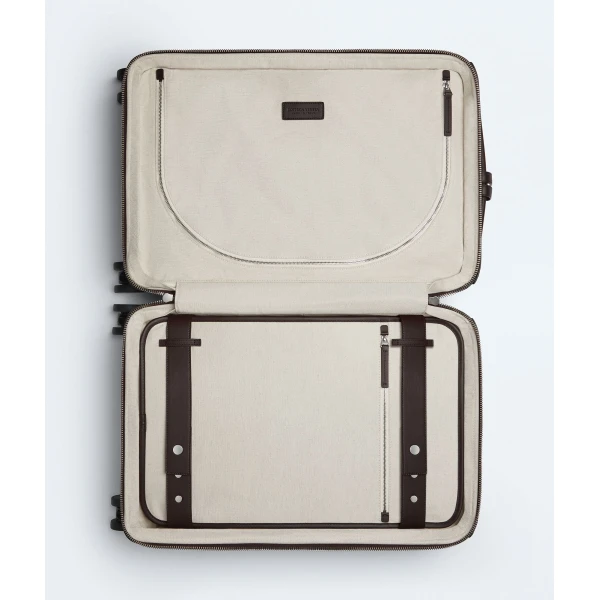 Khaite Odyssey Intrecciato Cabin Suitcase in Fondant - Brown  - The Lotus Tote Bag - Shop at Luxury Shoes 