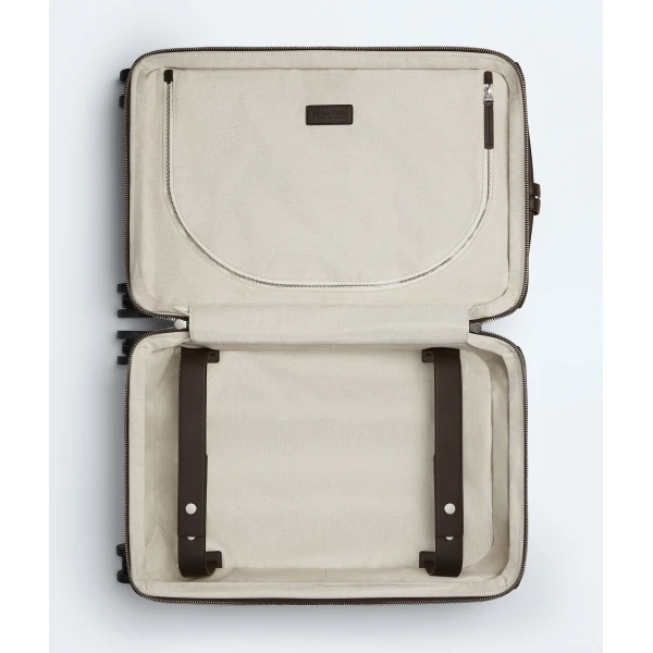 Khaite Odyssey Intrecciato Cabin Suitcase in Fondant - Brown  - The Lotus Tote Bag - Shop at Luxury Shoes 
