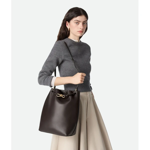 Khaite Women's Andiamo Bucket in Fondant - Brown Bucket Bags - The Lotus Tote Bag - Shop at Luxury Shoes 