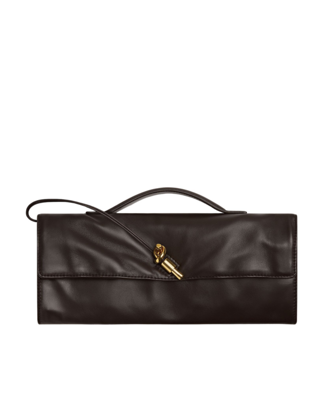 Khaite Women's Andiamo Clutch in Fondant - Brown Clutch Bags - The Lotus Tote Bag - Shop at Luxury Shoes 