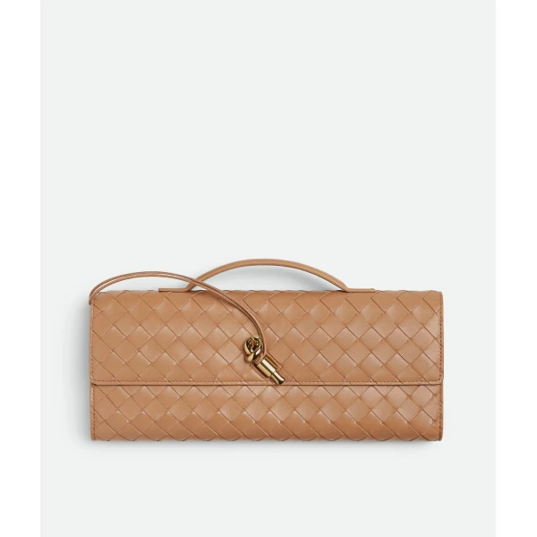 Khaite Women's Andiamo Clutch in Pale brown - Brown Clutch Bags - The Lotus Tote Bag - Shop at Luxury Shoes 