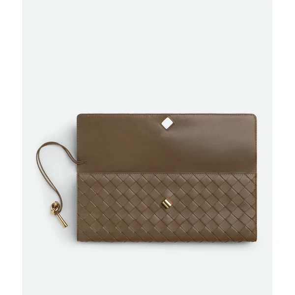Khaite Women's Andiamo Clutch in Pinecone - Brown Clutch Bags - The Lotus Tote Bag - Shop at Luxury Shoes 