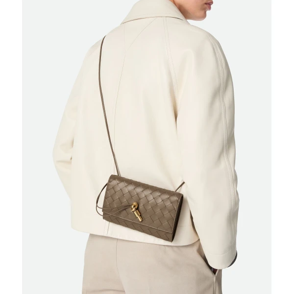 Khaite Women's Andiamo Pouch On Strap in Pinecone - Brown Shoulder & Crossbody Bags - The Lotus Tote Bag - Shop at Luxury Shoes 