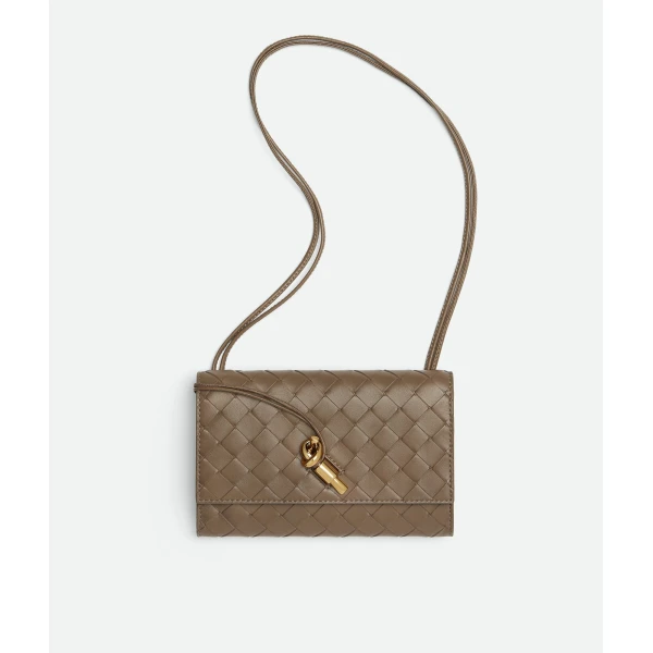 Khaite Women's Andiamo Pouch On Strap in Pinecone - Brown Shoulder & Crossbody Bags - The Lotus Tote Bag - Shop at Luxury Shoes 