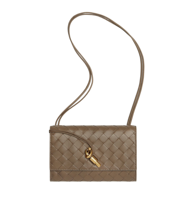 Khaite Women's Andiamo Pouch On Strap in Pinecone - Brown Shoulder & Crossbody Bags - The Lotus Tote Bag - Shop at Luxury Shoes 