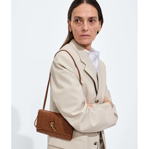 Khaite Women's Andiamo Pouch on Strap in Tannin - Brown Shoulder & Crossbody Bags - The Lotus Tote Bag - Shop at Luxury Shoes 