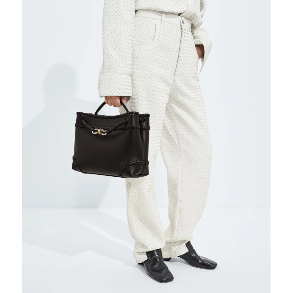 Khaite Women's Andiamo in Espresso - Brown Totes & Top-Handle Bags - The Lotus Tote Bag - Shop at Luxury Shoes 