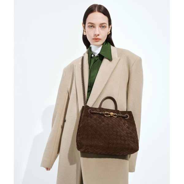 Khaite Women's Andiamo in Fondant - Brown Totes & Top-Handle Bags - The Lotus Tote Bag - Shop at Luxury Shoes 