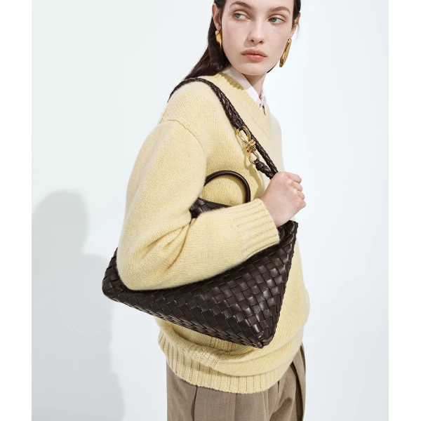Khaite Women's Andiamo in Fondant - Brown Totes & Top-Handle Bags - The Lotus Tote Bag - Shop at Luxury Shoes 