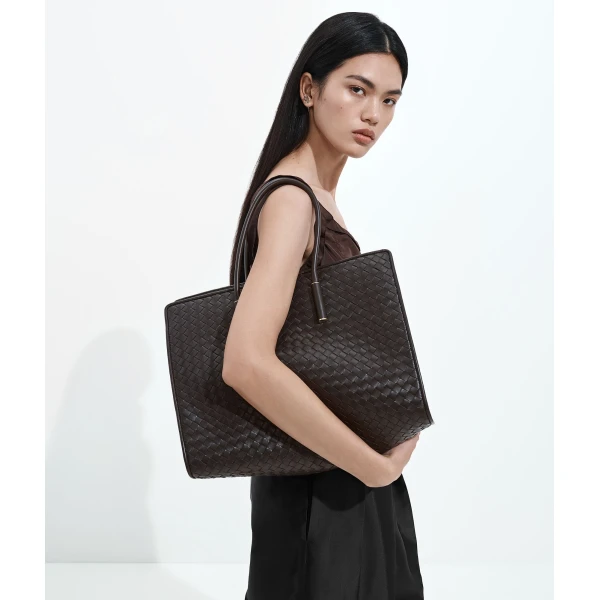 Khaite Women's Barbara Tote in Espresso - Brown Totes & Top-Handle Bags - The Lotus Tote Bag - Shop at Luxury Shoes 