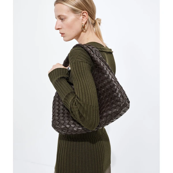 Khaite Women's Campana in Fondant - Brown Shoulder & Crossbody Bags - The Lotus Tote Bag - Shop at Luxury Shoes 