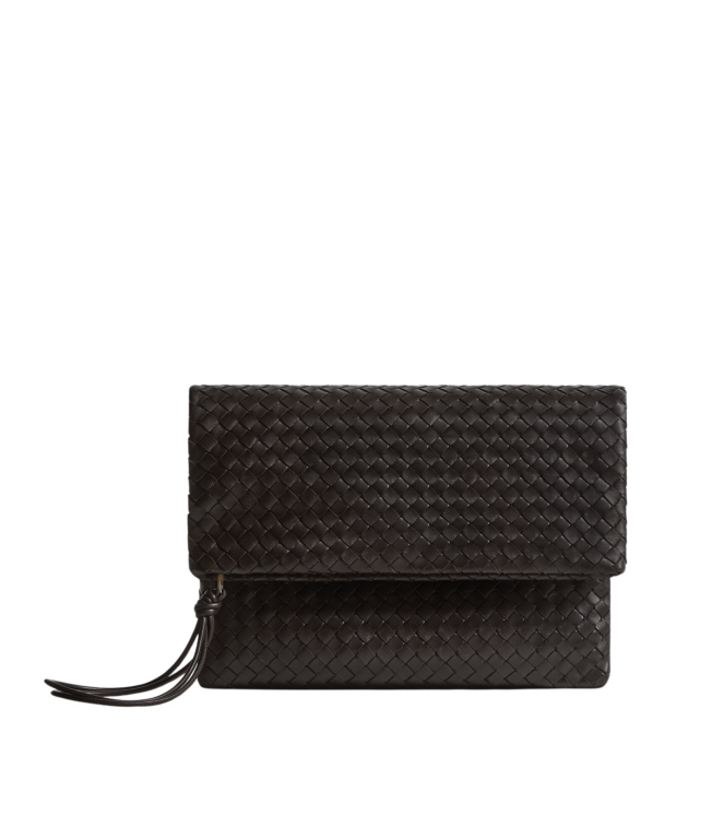 Khaite Women's Giornale Pouch in Espresso - Brown Clutch Bags - The Lotus Tote Bag - Shop at Luxury Shoes 