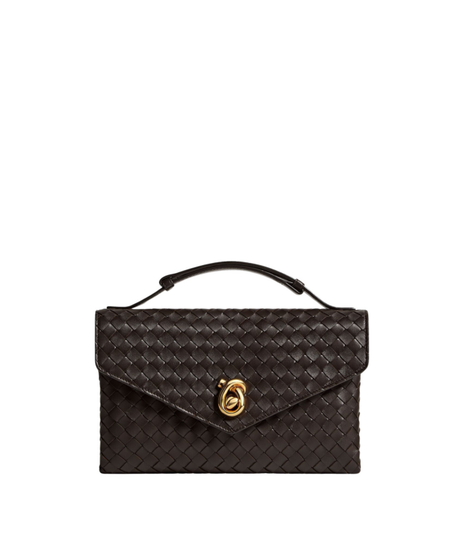 Khaite Women's Knot Lock in Fondant - Brown Clutch Bags - The Lotus Tote Bag - Shop at Luxury Shoes 