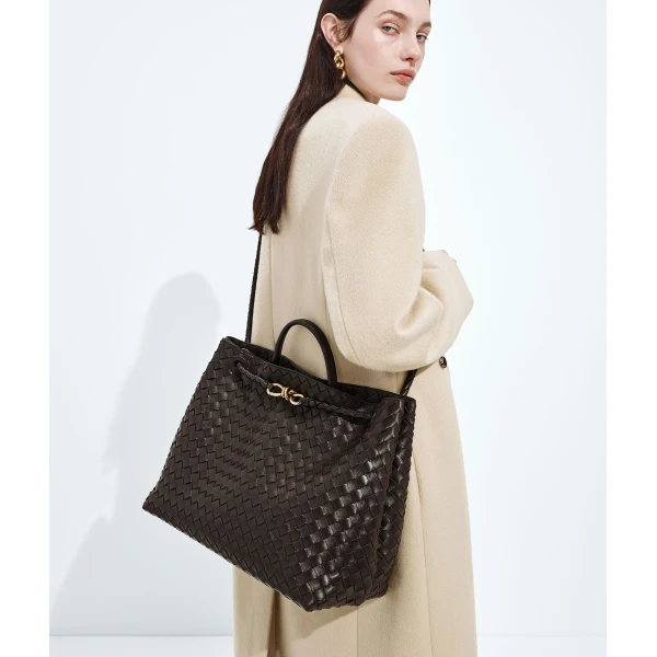Khaite Women's Large Andiamo in Fondant - Brown Totes & Top-Handle Bags - The Lotus Tote Bag - Shop at Luxury Shoes 