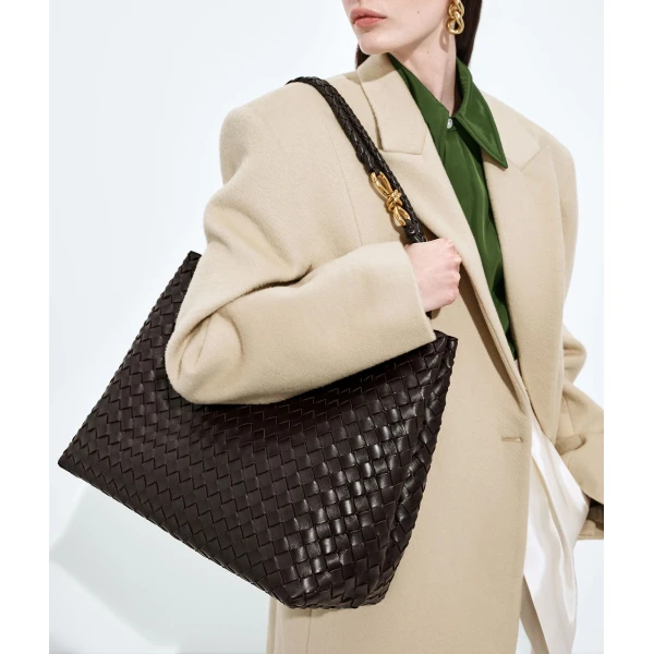 Khaite Women's Large Andiamo in Fondant - Brown Totes & Top-Handle Bags - The Lotus Tote Bag - Shop at Luxury Shoes 