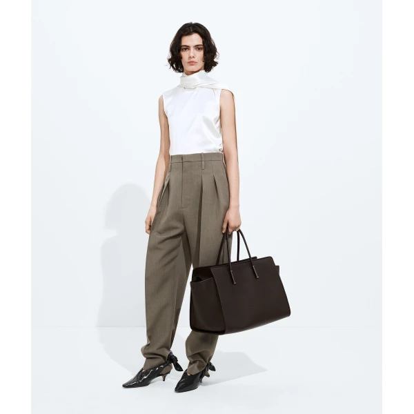 Khaite Women's Large Barbara Tote in Espresso - Brown Totes & Top-Handle Bags - The Lotus Tote Bag - Shop at Luxury Shoes 