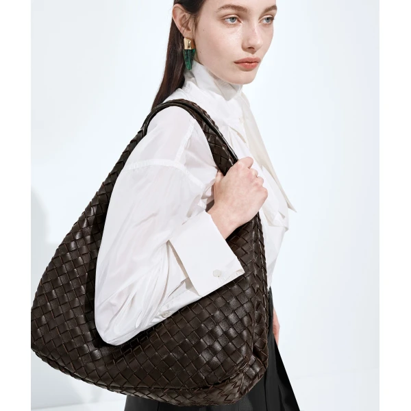 Khaite Women's Large Campana in Fondant - Brown Shoulder & Crossbody Bags - The Lotus Tote Bag - Shop at Luxury Shoes 