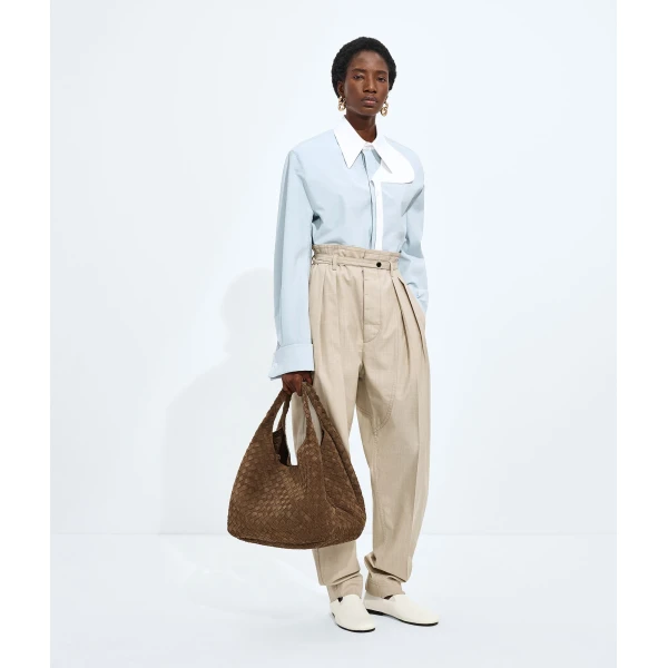 Khaite Women's Large Campana in Nocciola - Brown Shoulder & Crossbody Bags - The Lotus Tote Bag - Shop at Luxury Shoes 