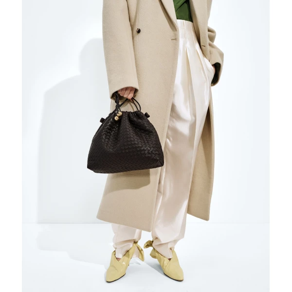 Khaite Women's Large Dustbag in Espresso - Brown Totes & Top-Handle Bags - The Lotus Tote Bag - Shop at Luxury Shoes 
