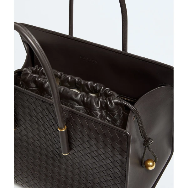 Khaite Women's Large Dustbag in Espresso - Brown Totes & Top-Handle Bags - The Lotus Tote Bag - Shop at Luxury Shoes 