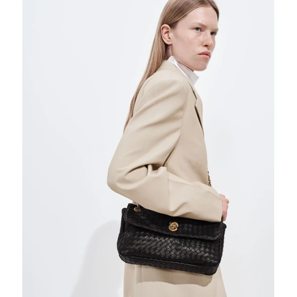 Khaite Women's Madison in Espresso - Brown Shoulder & Crossbody Bags - The Lotus Tote Bag - Shop at Luxury Shoes 