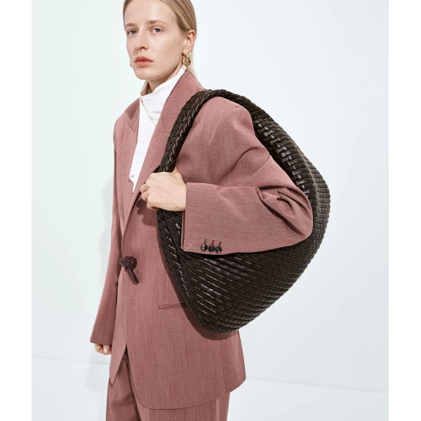 Khaite Women's Maxi Veneta in Fondant - Brown Shoulder & Crossbody Bags - The Lotus Tote Bag - Shop at Luxury Shoes 
