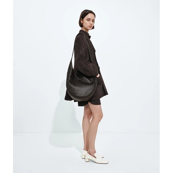 Khaite Women's Ovetto in Espresso - Brown Shoulder & Crossbody Bags - The Lotus Tote Bag - Shop at Luxury Shoes 