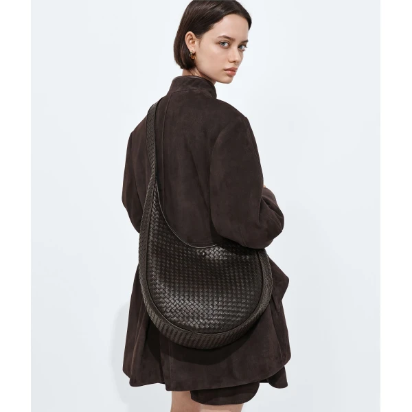 Khaite Women's Ovetto in Espresso - Brown Shoulder & Crossbody Bags - The Lotus Tote Bag - Shop at Luxury Shoes 