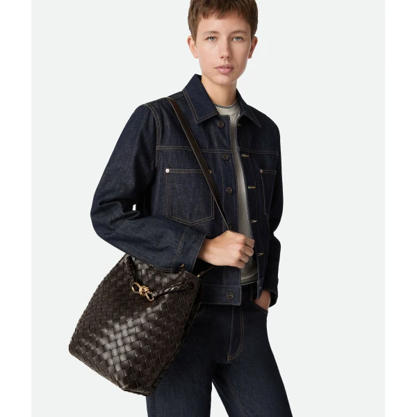 Khaite Women's Small Andiamo Bucket in Fondant - Brown Bucket Bags - The Lotus Tote Bag - Shop at Luxury Shoes 