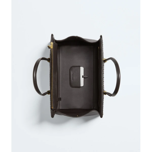 Khaite Women's Small Barbara Tote in Espresso - Brown Totes & Top-Handle Bags - The Lotus Tote Bag - Shop at Luxury Shoes 