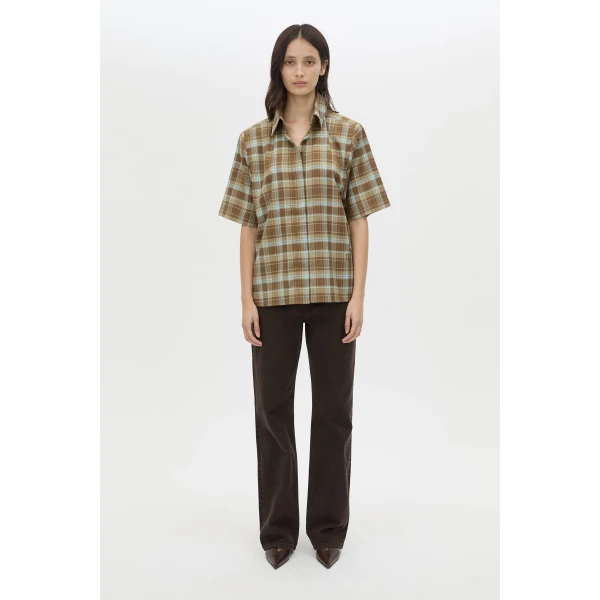 Camilla and Marc Arian Short Sleeve Check Shirt - Tops - Luxury Ready-to-Wear at Luxury Shoes 