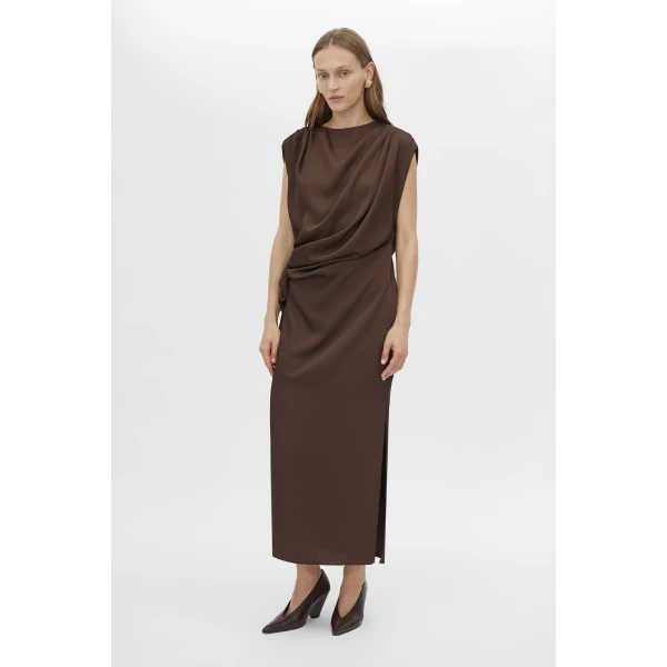 Camilla and Marc Elowyn Drape Detail Midi Dress - Dresses - Luxury Ready-to-Wear at Luxury Shoes 