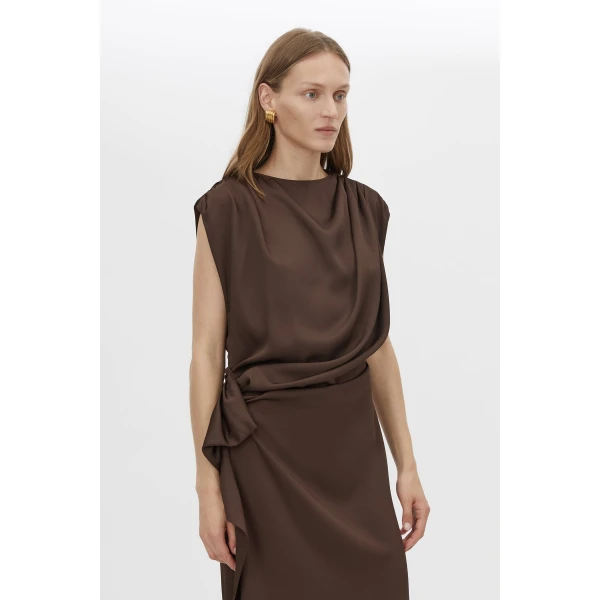 Camilla and Marc Elowyn Drape Detail Midi Dress - Dresses - Luxury Ready-to-Wear at Luxury Shoes 